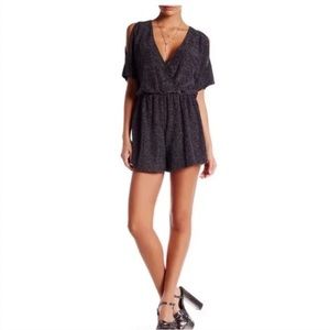 ASTR Cold Shoulder Black Romper Multi-Sparkle